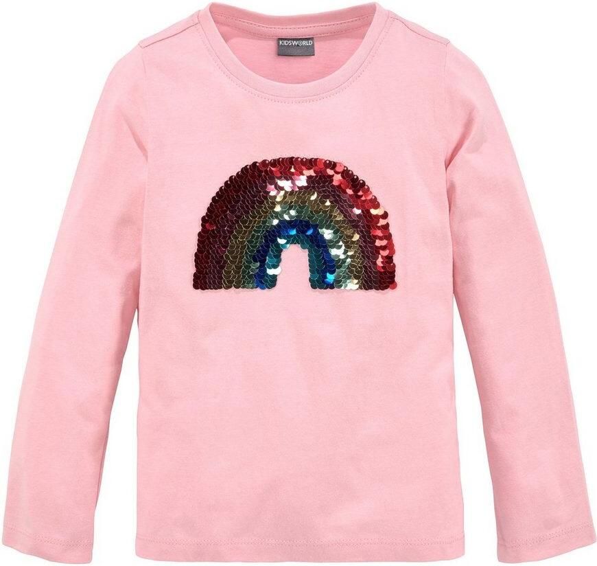 KIDSWORLD Shirt met lange mouwen Regenboog pailletten-applicatie Lange mouwen basic pasvorm met glanzende pailletten-applicaties - Foto 8