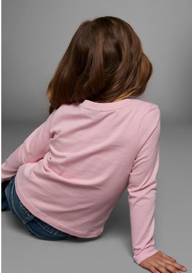 KIDSWORLD Shirt met lange mouwen Regenboog pailletten-applicatie Lange mouwen basic pasvorm met glanzende pailletten-applicaties - Foto 4