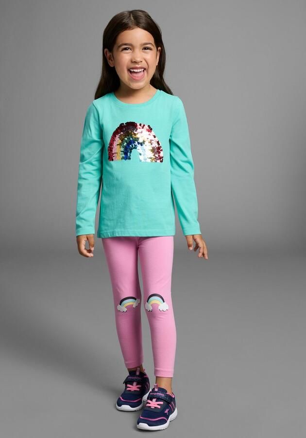 KIDSWORLD Shirt met lange mouwen Regenboog pailletten-applicatie Lange mouwen basic pasvorm met glanzende pailletten-applicaties - Foto 6