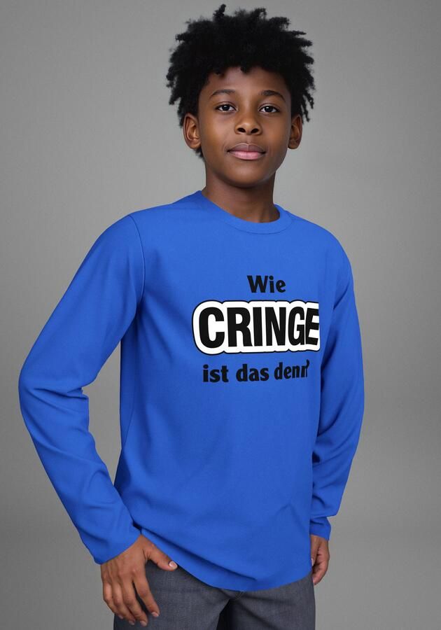 KIDSWORLD Shirt met lange mouwen Spreuk: "Wie CRINGE ist das denn" Spreuken-shirt altijd een casual spreuk - Foto 6