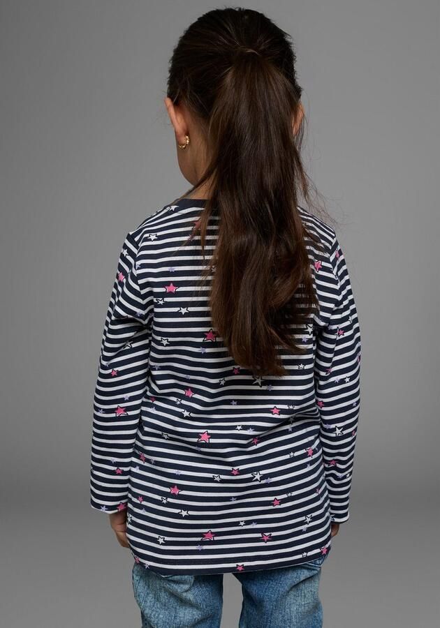 KIDSWORLD Shirt met lange mouwen Voltijds prinses Lange mouwen basic pasvorm met sterpatroon ronde hals - Foto 4