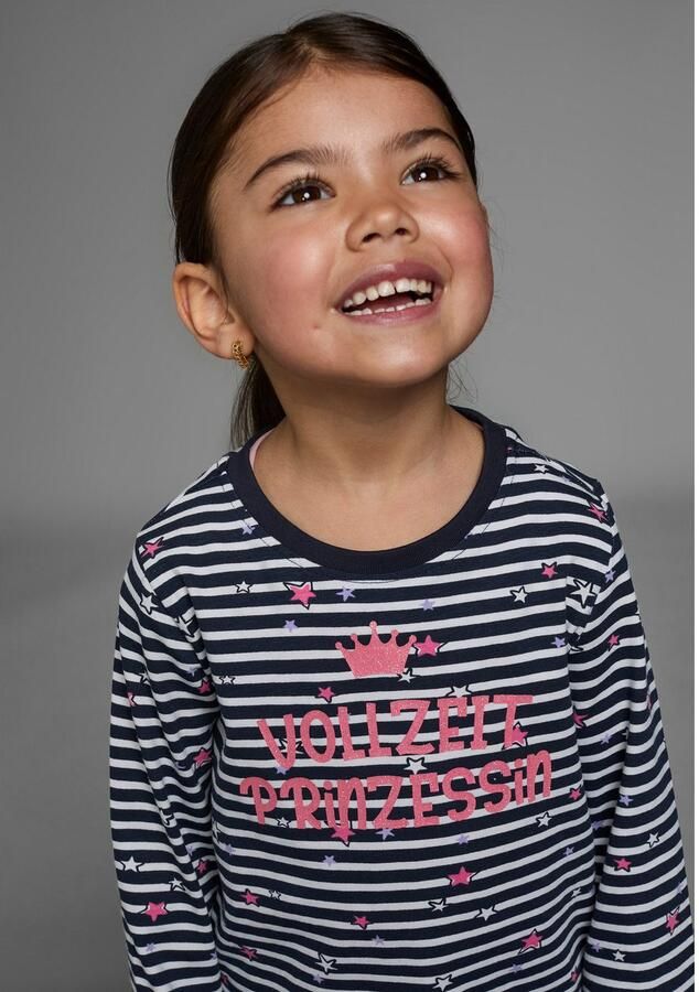 KIDSWORLD Shirt met lange mouwen Voltijds prinses Lange mouwen basic pasvorm met sterpatroon ronde hals - Foto 3