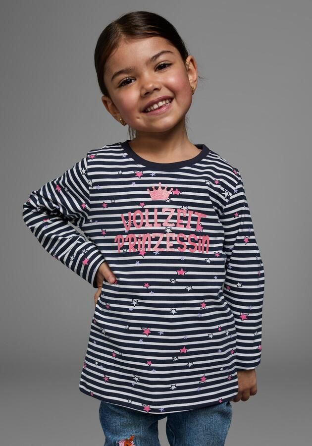 KIDSWORLD Shirt met lange mouwen Voltijds prinses Lange mouwen basic pasvorm met sterpatroon ronde hals - Foto 7