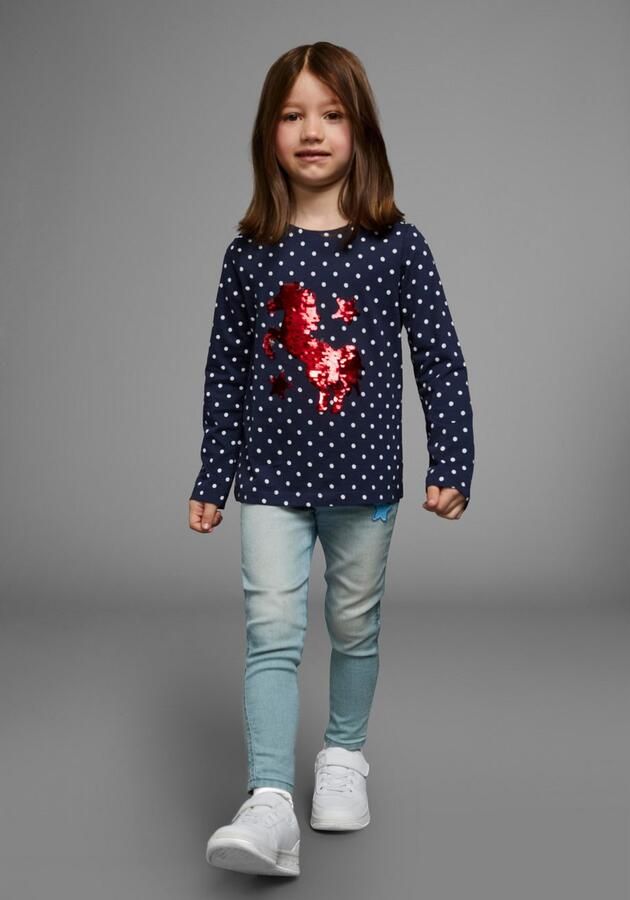KIDSWORLD Shirt met lange mouwen Voor kleine meisjes Lange mouwen basic pasvorm bedrukt ronde hals - Foto 5