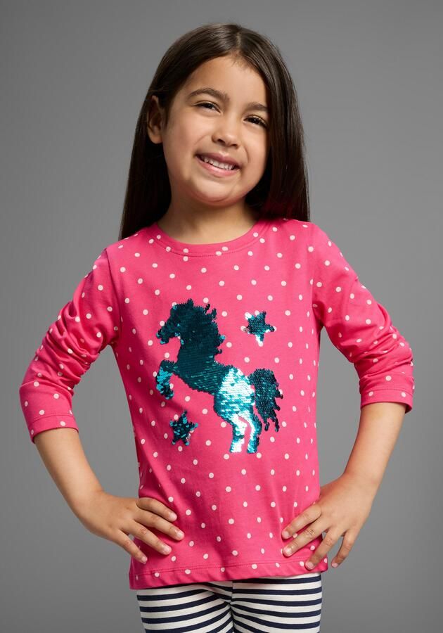 KIDSWORLD Shirt met lange mouwen Voor kleine meisjes Lange mouwen basic pasvorm bedrukt ronde hals - Foto 2