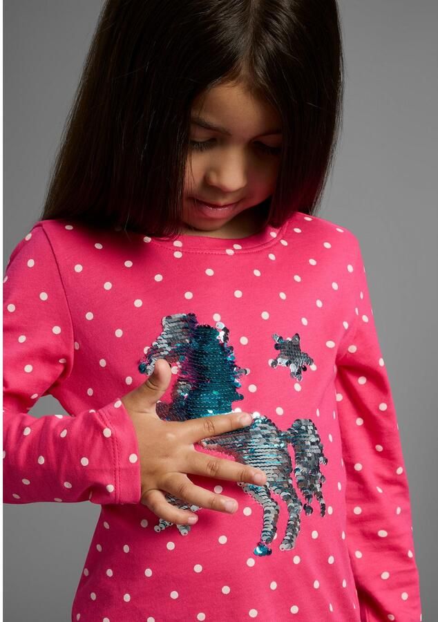 KIDSWORLD Shirt met lange mouwen Voor kleine meisjes Lange mouwen basic pasvorm bedrukt ronde hals