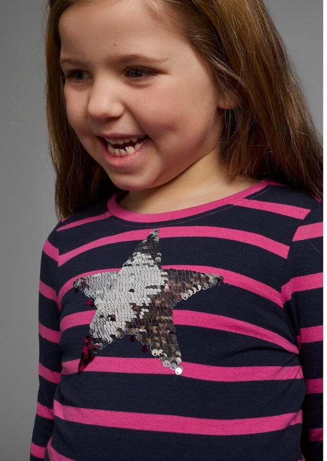 KIDSWORLD Shirt met lange mouwen Voor kleine meisjes lange mouwen basic pasvorm met meerkleurige strepen - Foto 3