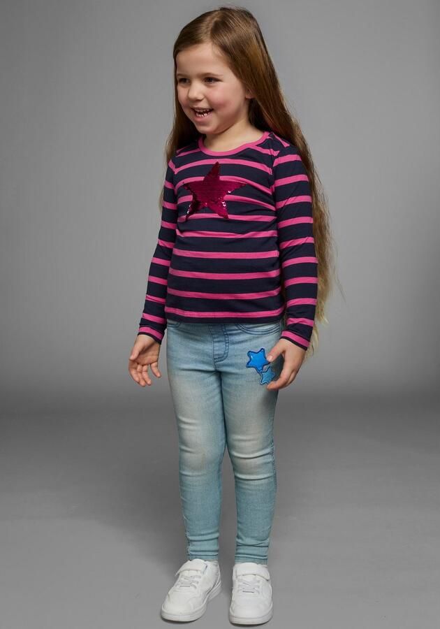 KIDSWORLD Shirt met lange mouwen Voor kleine meisjes lange mouwen basic pasvorm met meerkleurige strepen - Foto 6