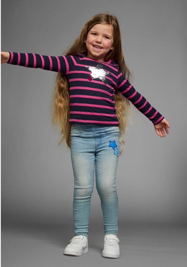 KIDSWORLD Shirt met lange mouwen Voor kleine meisjes lange mouwen basic pasvorm met meerkleurige strepen - Foto 4