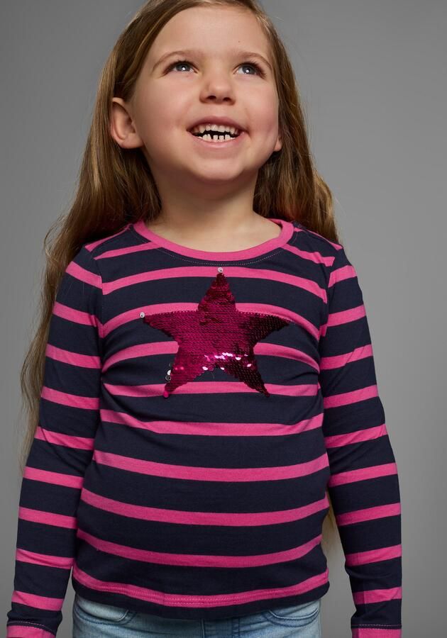 KIDSWORLD Shirt met lange mouwen Voor kleine meisjes lange mouwen basic pasvorm met meerkleurige strepen - Foto 7