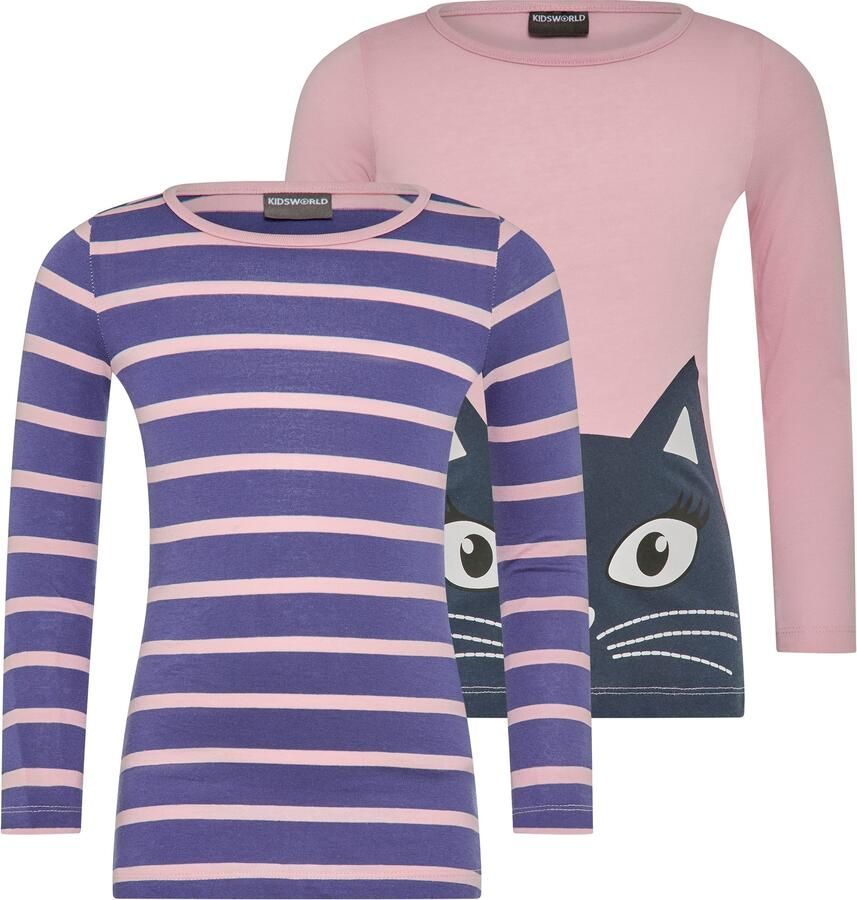 KIDSWORLD Shirt met lange mouwen Voor kleine meisjes Lange mouwen casual pasvorm (2-delig Set van 2) - Foto 7
