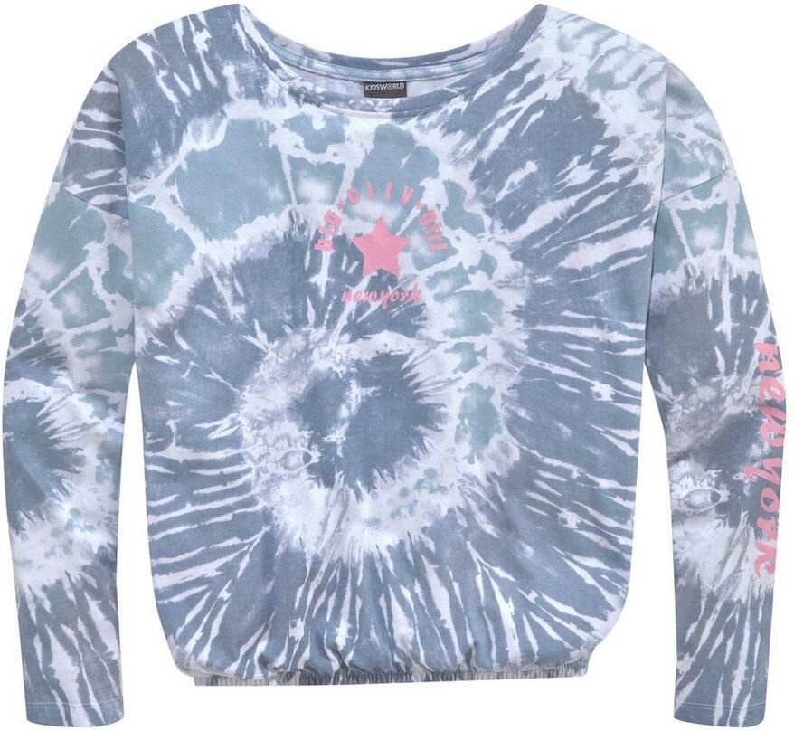 KIDSWORLD Shirt met vleermuismouwen Batik-look shirt Lange mouwen met elastiek aan de zoom stijlvolle opdruk - Foto 7