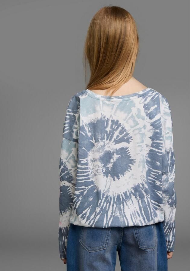 KIDSWORLD Shirt met vleermuismouwen Batik-look shirt Lange mouwen met elastiek aan de zoom stijlvolle opdruk - Foto 5