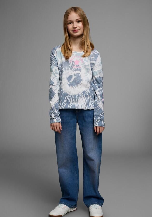 KIDSWORLD Shirt met vleermuismouwen Batik-look shirt Lange mouwen met elastiek aan de zoom stijlvolle opdruk - Foto 6