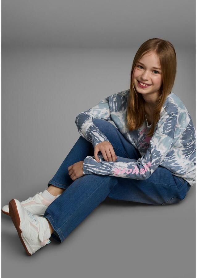 KIDSWORLD Shirt met vleermuismouwen Batik-look shirt Lange mouwen met elastiek aan de zoom stijlvolle opdruk - Foto 2