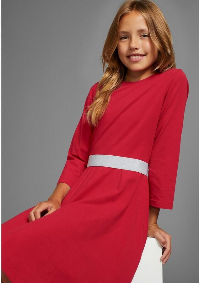 KIDSWORLD Skaterjurk Met glitterband feestelijk knie-vrij 3 4-mouwen van katoenmix