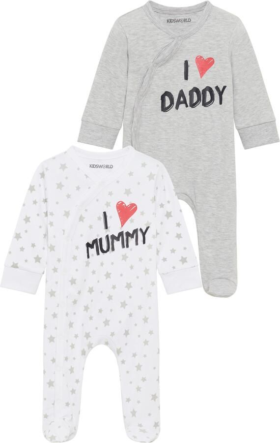 KIDSWORLD Slaaponesie 2-delige slaapoveralls: I love Mummy I love Daddy (2-delig Set van 2) - Foto 7