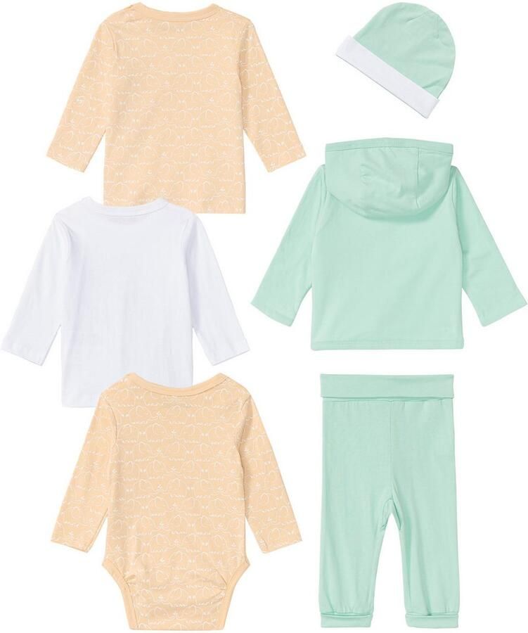 KIDSWORLD Starterset 6-delig babyset NIEUWE COLLECTIE garengeverfde streep van biologische katoen (set 6-delig 6)