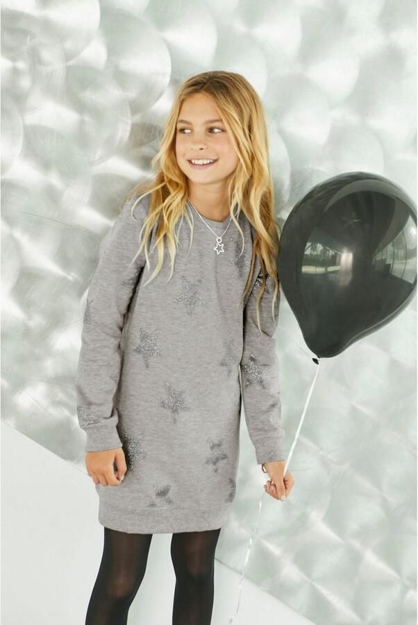 KIDSWORLD Sweatjurk Sterren-allover jurk voor dagelijks gebruik ca. halverwege bovenbeen lengte sportieve touch - Foto 8