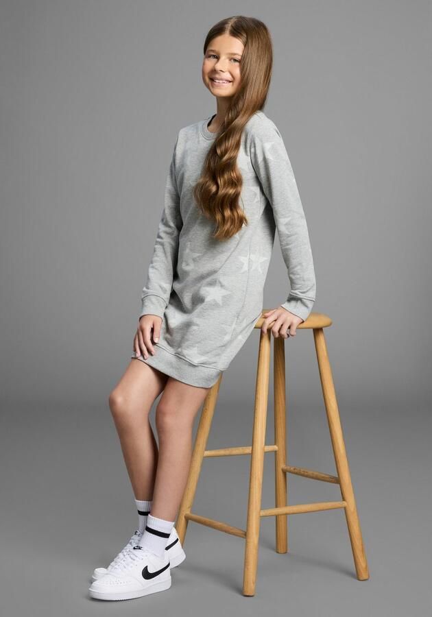 KIDSWORLD Sweatjurk Sterren-allover jurk voor dagelijks gebruik ca. halverwege bovenbeen lengte sportieve touch - Foto 4