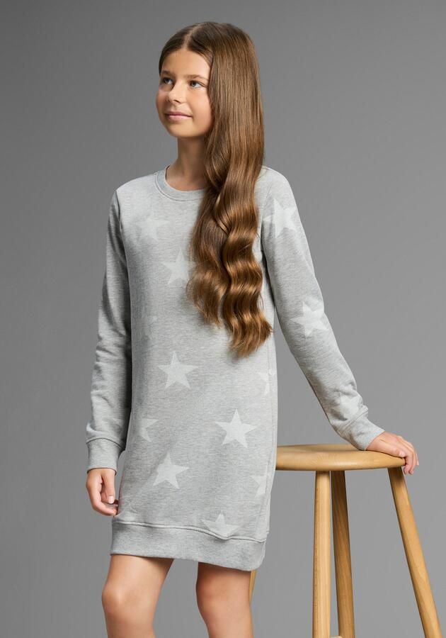 KIDSWORLD Sweatjurk Sterren-allover jurk voor dagelijks gebruik ca. halverwege bovenbeen lengte sportieve touch - Foto 6