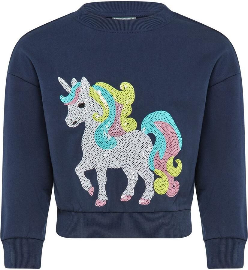 KIDSWORLD Sweatshirt Eenhoorn-applicatie voor kleine meisjes Sweatshirt met glinsterende paillettenapplicaties
