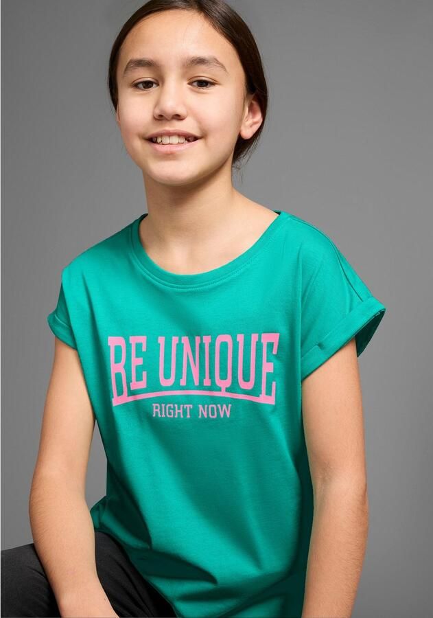 KIDSWORLD T-shirt Be unique right now korte mouwen bedrukt ronde hals - Foto 2