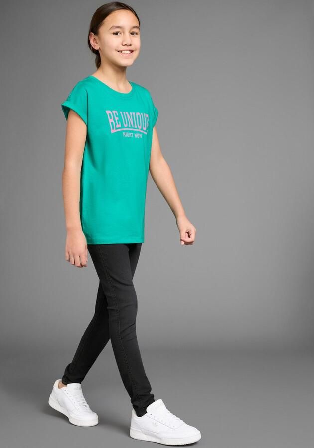 KIDSWORLD T-shirt Be unique right now korte mouwen bedrukt ronde hals - Foto 4