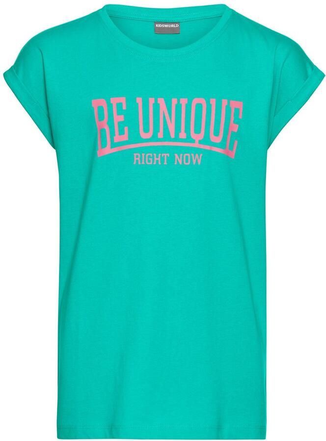 KIDSWORLD T-shirt Be unique right now korte mouwen bedrukt ronde hals