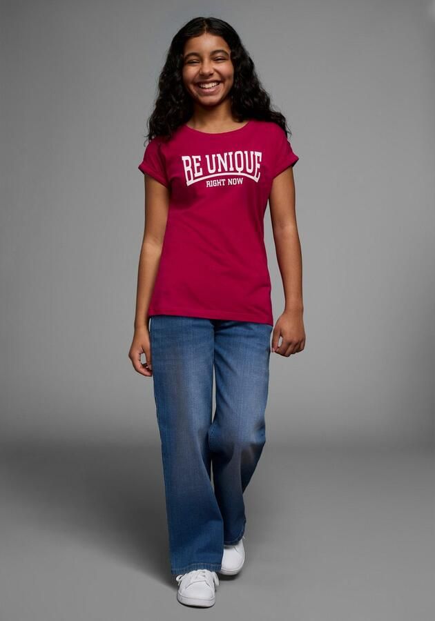 KIDSWORLD T-shirt Be unique right now korte mouwen bedrukt ronde hals - Foto 4