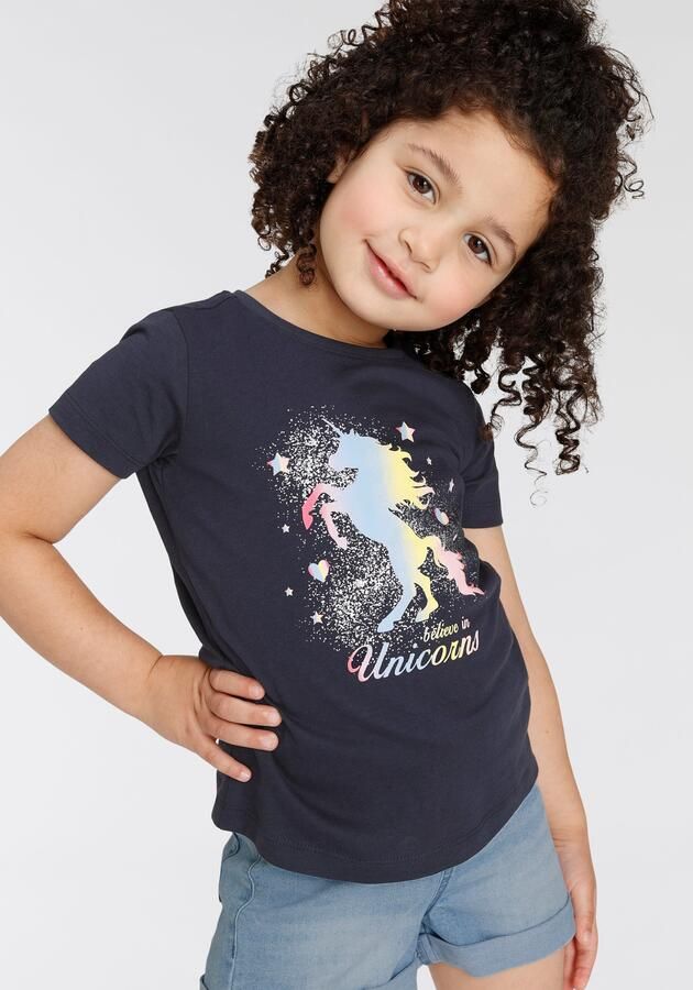 KIDSWORLD T-shirt Believe in Unicorns Korte mouwen heuplange pasvorm met glinsterende print ronde hals - Foto 6