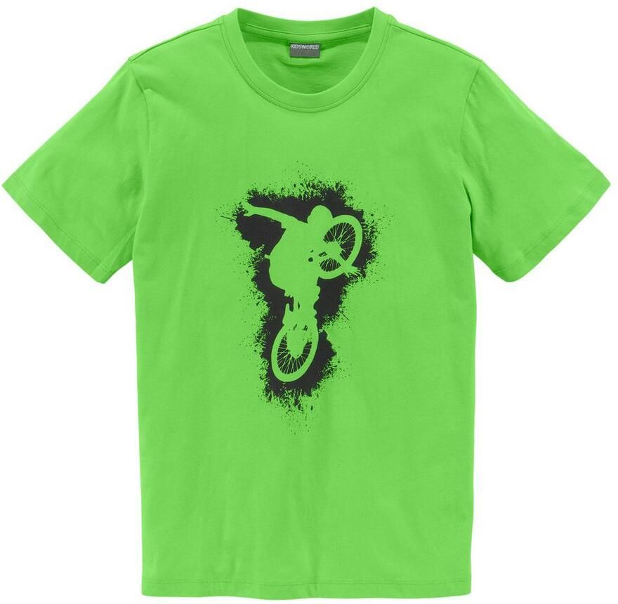 KIDSWORLD T-shirt Biker Print Korte mouwen basic pasvorm met stijlvolle print ronde hals