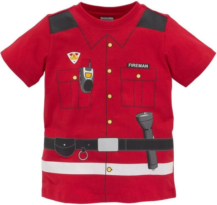 KIDSWORLD T-shirt Brandweer Korte mouwen basic pasvorm bedrukt ronde hals