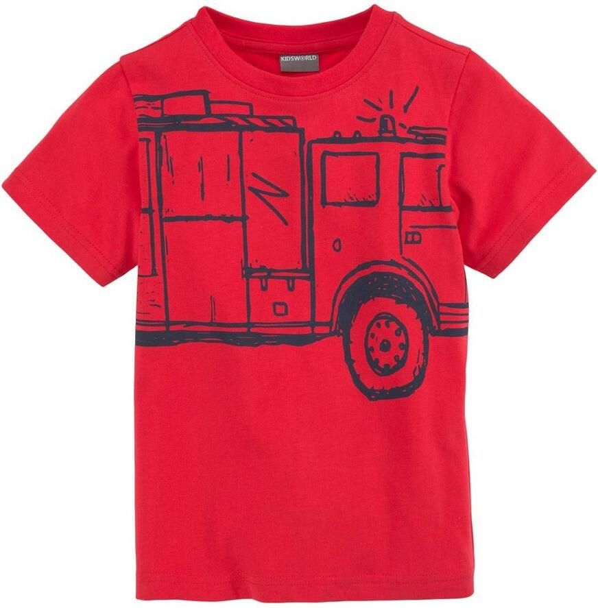 KIDSWORLD T-shirt Brandweer Korte mouwen basic pasvorm met trendy print ronde hals