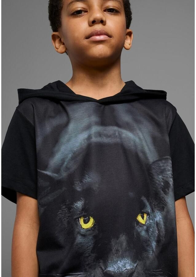 KIDSWORLD T-shirt Capuchon T-shirt met fotoprint: PANTHER Korte mouwen modieuze pasvorm met stijlvolle print - Foto 4