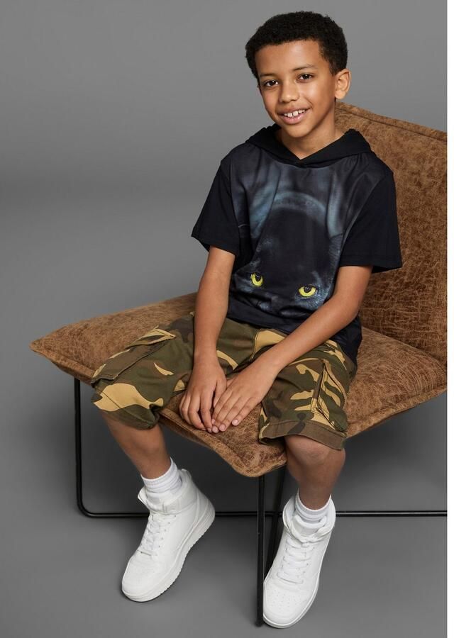 KIDSWORLD T-shirt Capuchon T-shirt met fotoprint: PANTHER Korte mouwen modieuze pasvorm met stijlvolle print - Foto 2