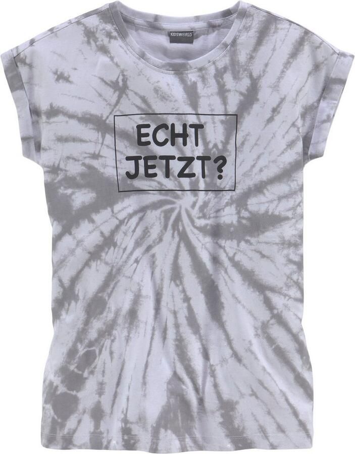 KIDSWORLD T-shirt ECHT JETZT? Korte mouwen casual pasvorm met allover-print en statements
