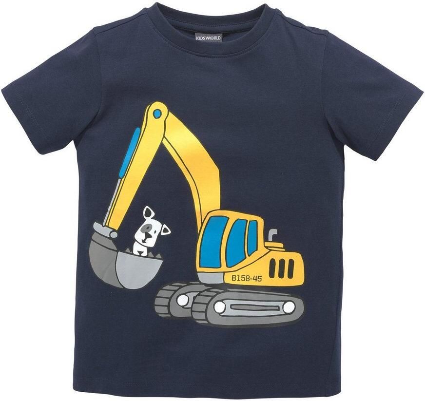 KIDSWORLD T-shirt Korte mouwen basic pasvorm met stijlvolle print met ribboordjes