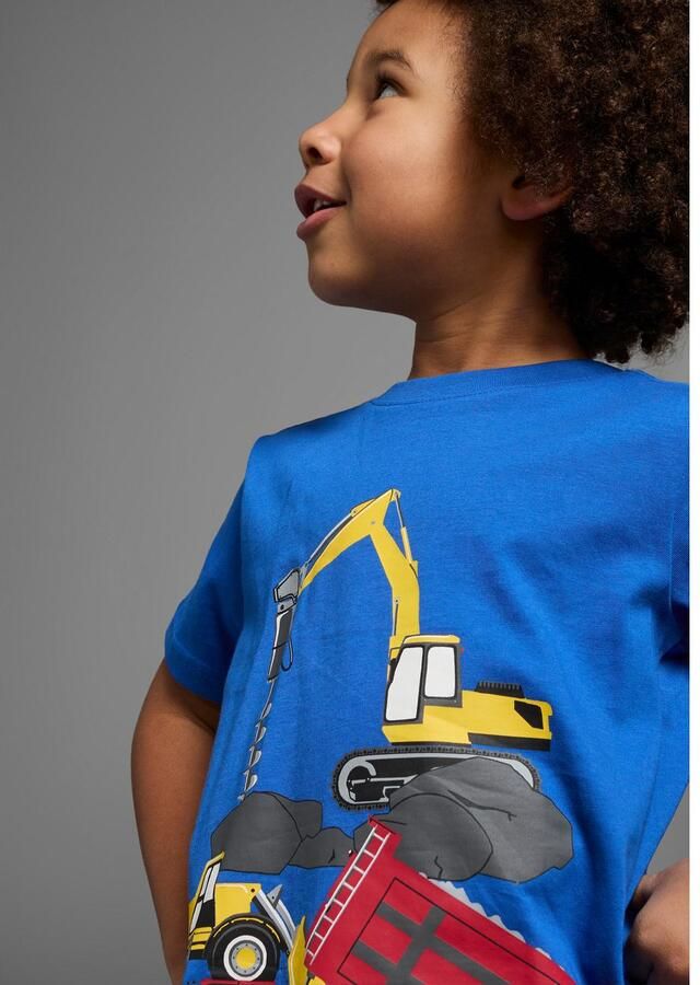 KIDSWORLD T-shirt Met coole BOUWMACHINE-print Korte mouwen basic pasvorm bedrukt ronde hals