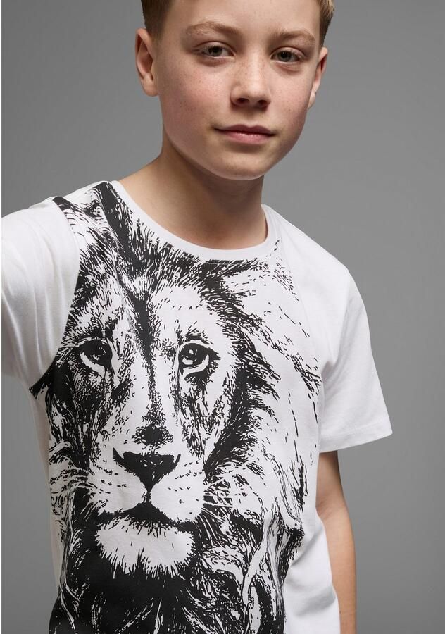 KIDSWORLD T-shirt Met coole LEEUW-print Korte mouwen basic pasvorm bedrukt ronde hals - Foto 4