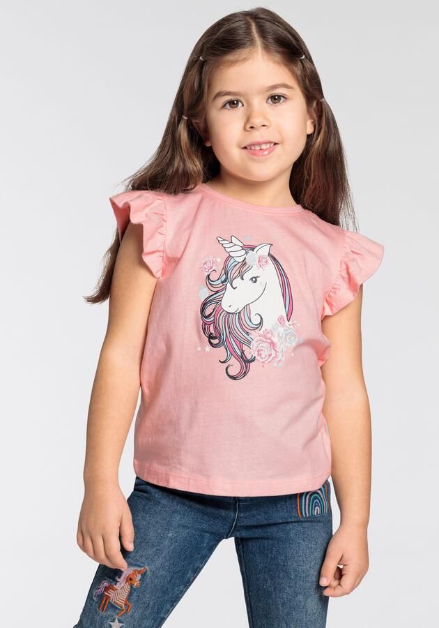 KIDSWORLD T-shirt Met eenhoornprint Korte mouwen basic gesneden met modieuze print - Foto 5