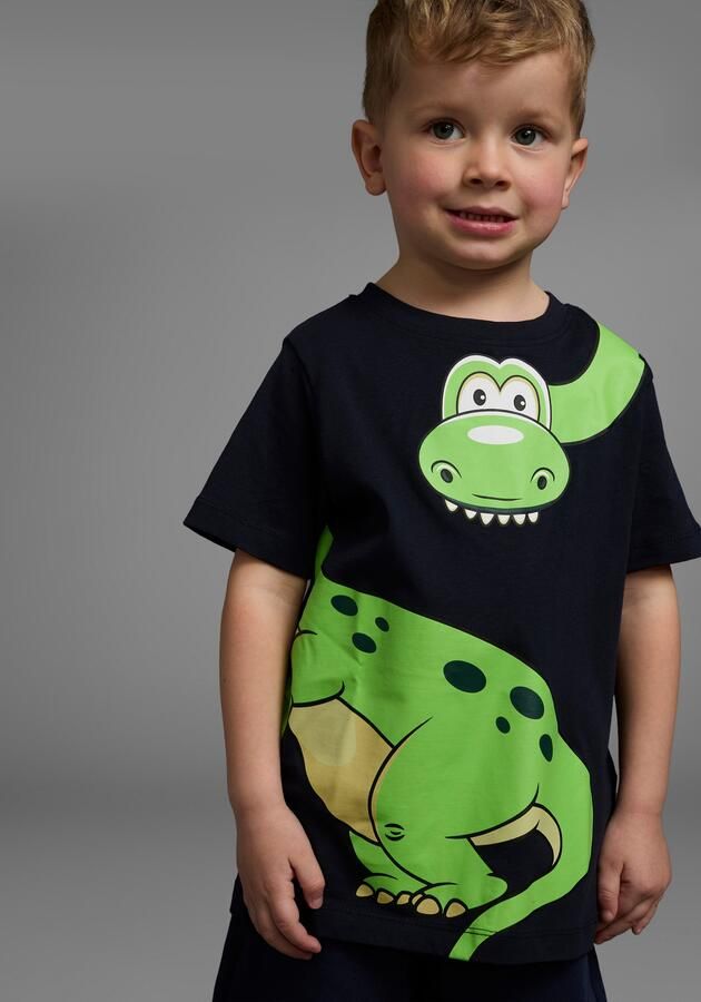 KIDSWORLD T-shirt Met grote print: GREEN DINO Korte mouwen basic pasvorm bedrukt ronde hals - Foto 2