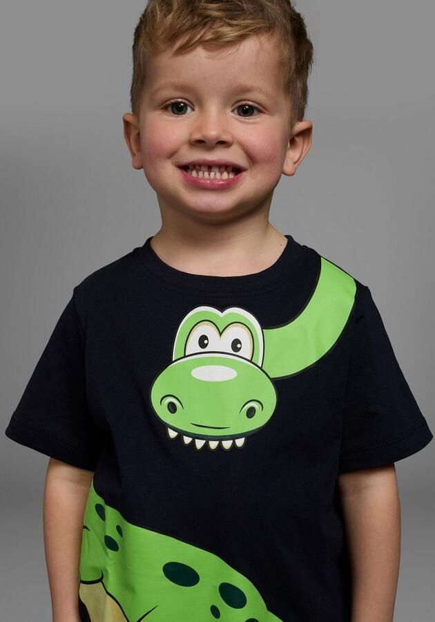 KIDSWORLD T-shirt Met grote print: GREEN DINO Korte mouwen basic pasvorm bedrukt ronde hals - Foto 4