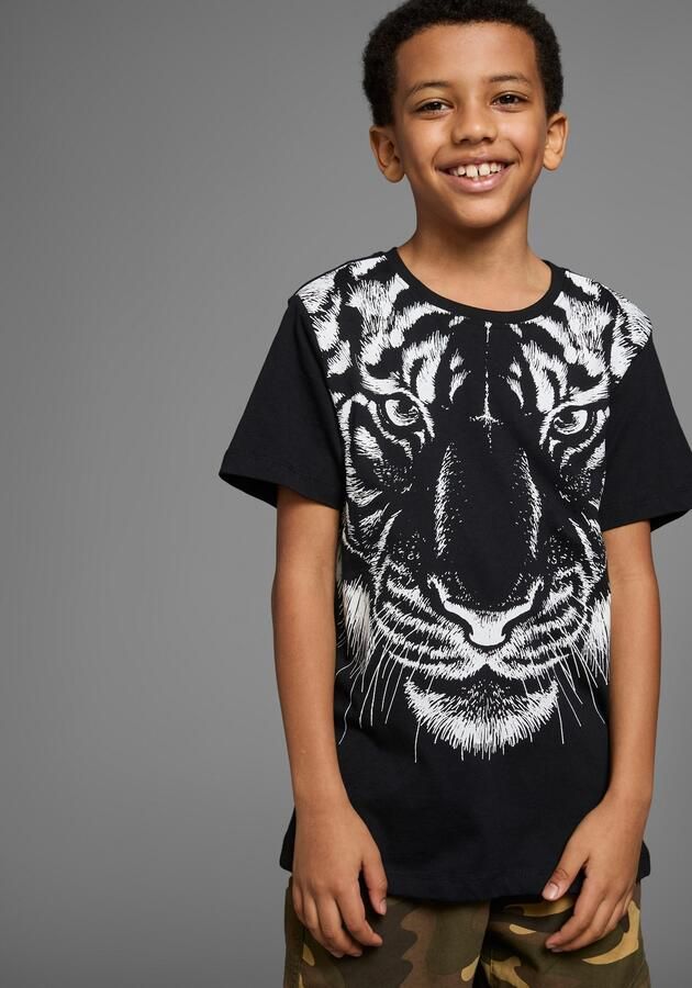 KIDSWORLD T-shirt Met grote print: WHITE TIGER Korte mouwen basic pasvorm bedrukt ronde hals - Foto 4
