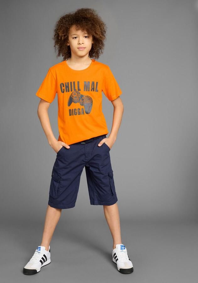 KIDSWORLD T-shirt Met spreuk: CHILL MAL Korte mouwen basic stijl met coole teksten ronde hals - Foto 5
