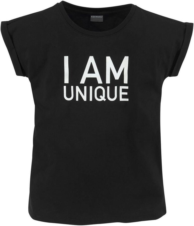 KIDSWORLD T-shirt Met spreuk: I AM UNIQUE korte mouwen wijd gesneden bedrukt ronde hals - Foto 8