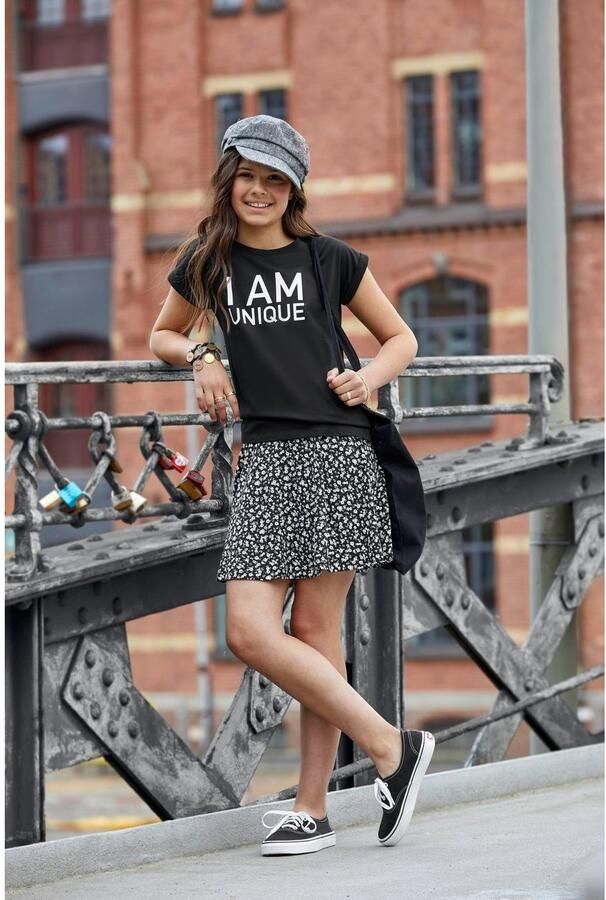 KIDSWORLD T-shirt Met spreuk: I AM UNIQUE korte mouwen wijd gesneden bedrukt ronde hals - Foto 7