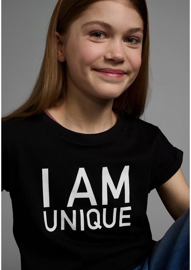 KIDSWORLD T-shirt Met spreuk: I AM UNIQUE korte mouwen wijd gesneden bedrukt ronde hals - Foto 2