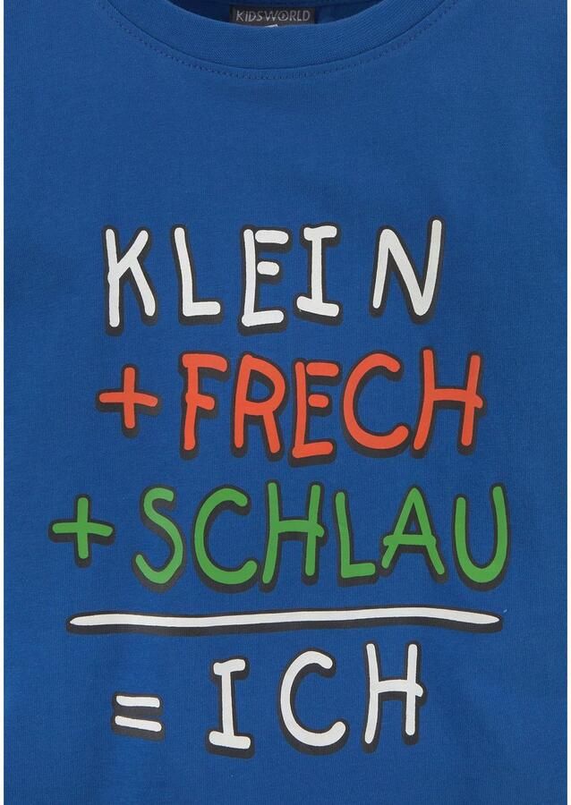 KIDSWORLD T-shirt Met spreuk: KLEIN+FRECH+SCHLAU... Korte mouwen basic pasvorm bedrukt ronde hals