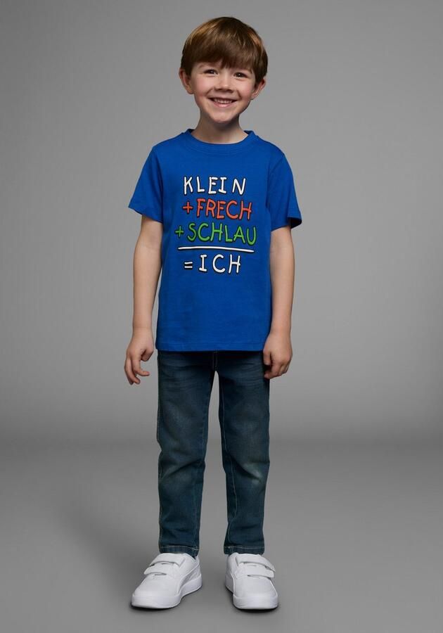 KIDSWORLD T-shirt Met spreuk: KLEIN+FRECH+SCHLAU... Korte mouwen basic pasvorm bedrukt ronde hals - Foto 5